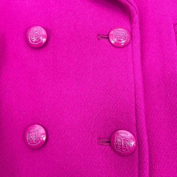 NEW Talbots Wool Blend Double Breasted Pea Coat Hot Pink Size 12 - Picture 9 of 12